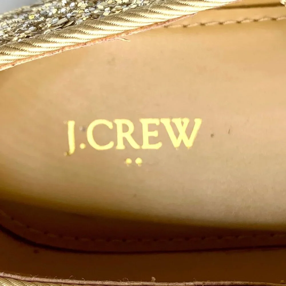 Girls Gold Glittery Ballet Mary Jane Flats Party Shoes Size 5 J. Crew Factory